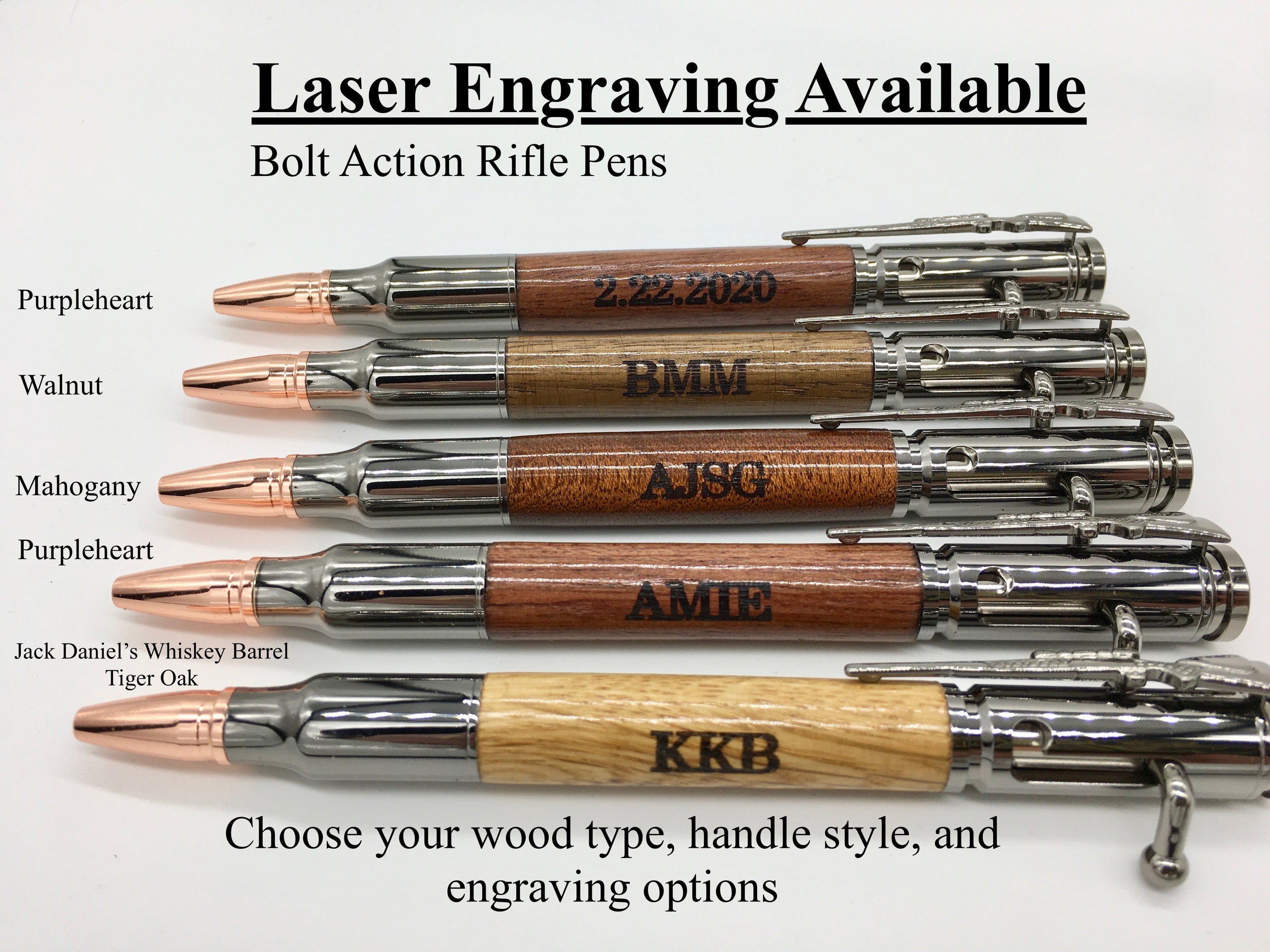 Gun Metal Finish Gift for Veteran; Gift for Service Member; 30 Cal Bolt Action Handcrafted Apple Wood Pen
